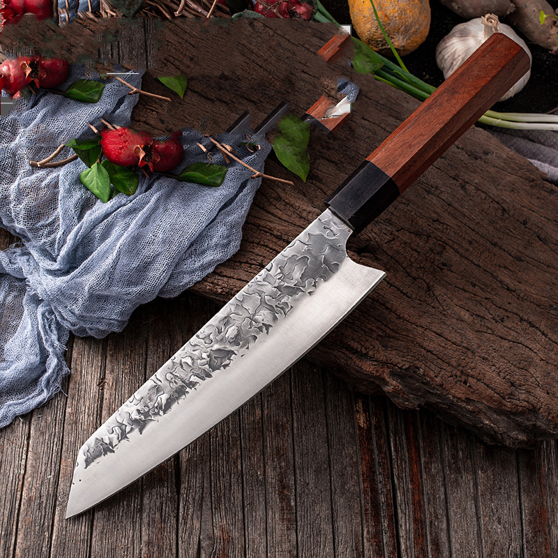 Title 5, Ebony Kitchen Knife Handmade Stainless Carbon S...