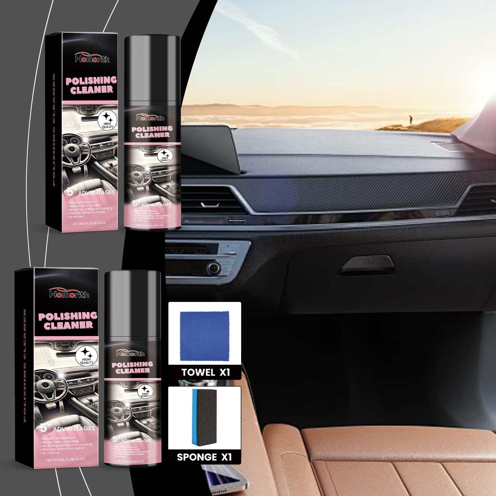 Car Interior Polishing, Renewal, Cleaning, Maintenance, Polishing, Anti Fouling Car Interior Polishing Agent 1 00ml 1 Box 3