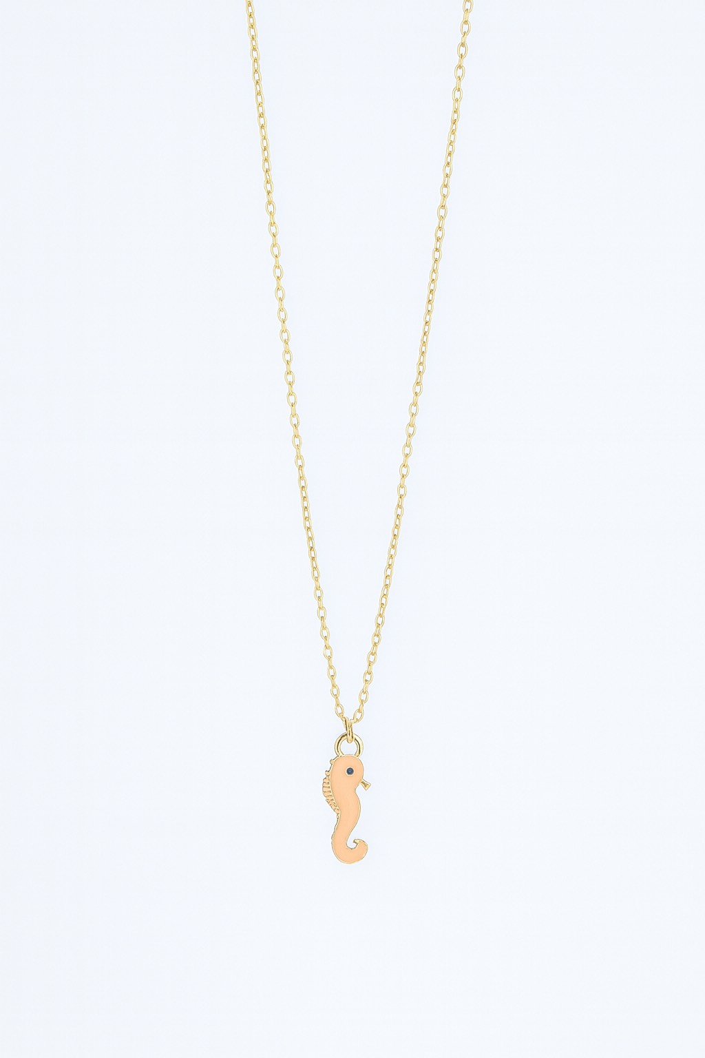 Stainless Steel Cream Enamel Seahorse Necklace For Women