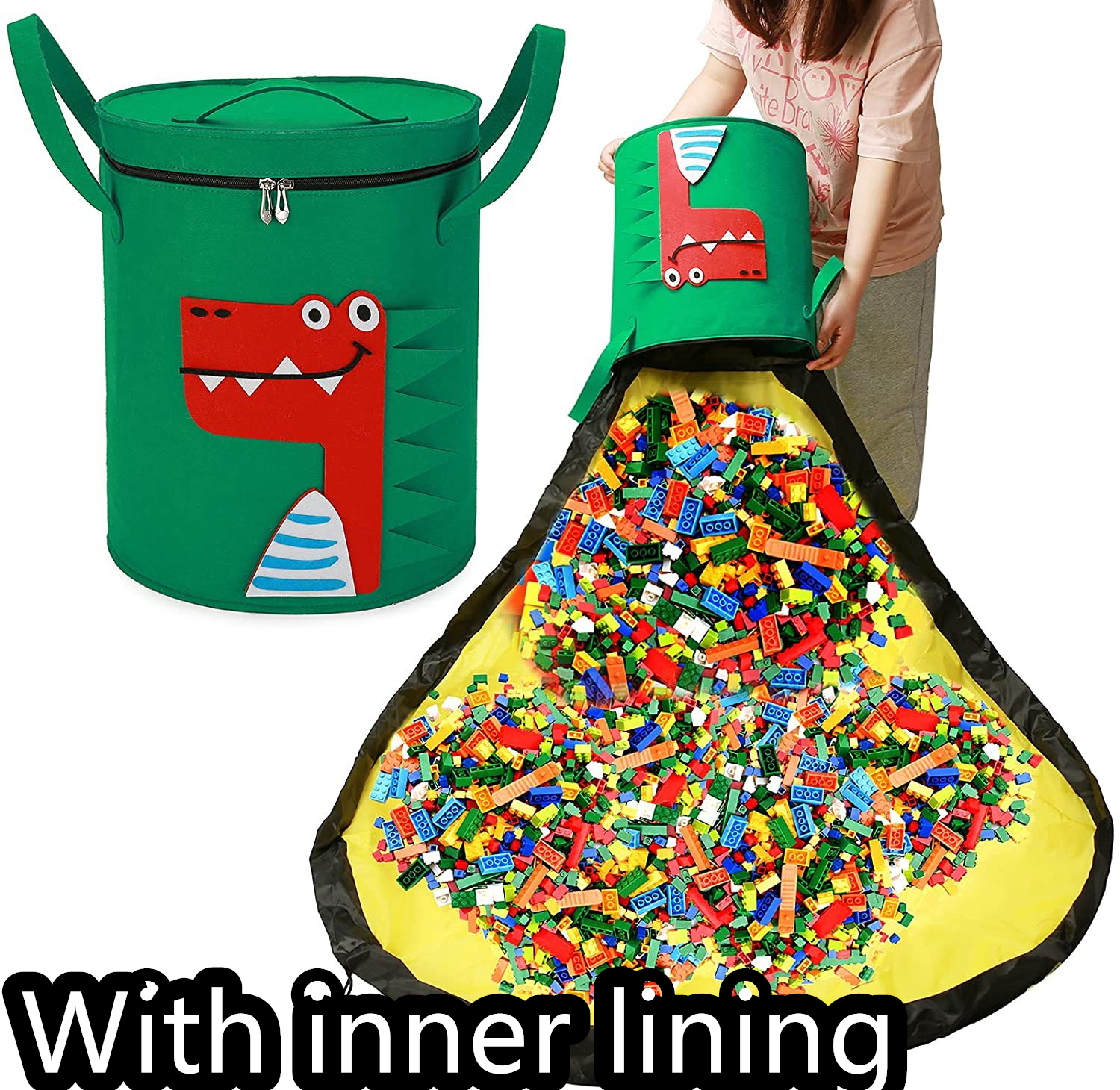 Felt Storage Bag Toy Play Mat 2 In 1 Pull Rope — foto 11