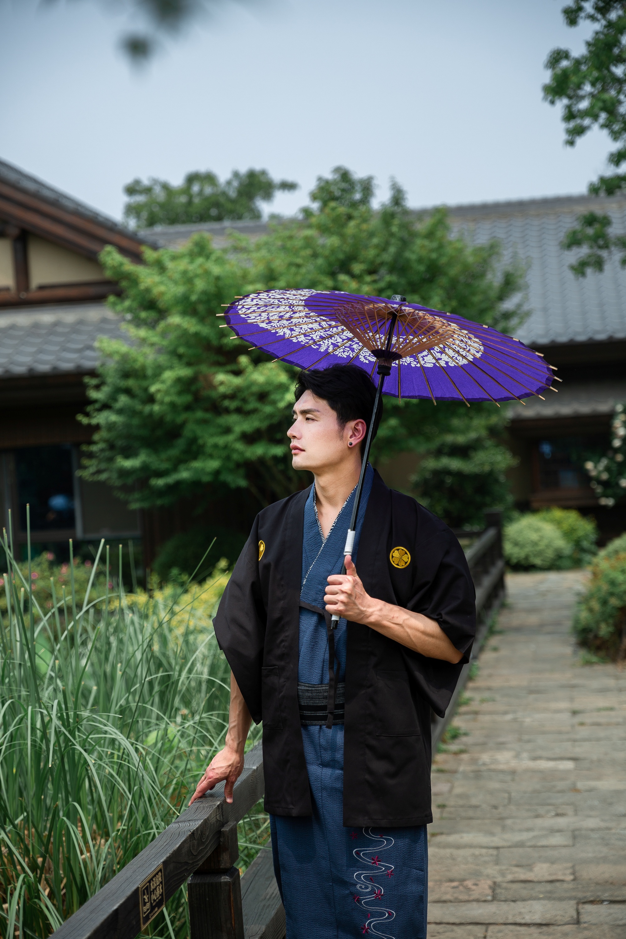 Japanese Kimono Jacket For Men, Haori With Embroidery, Samurai Outerwear, Pure Cotton Belted Coat With Lining, Japanese Novelty Clothing