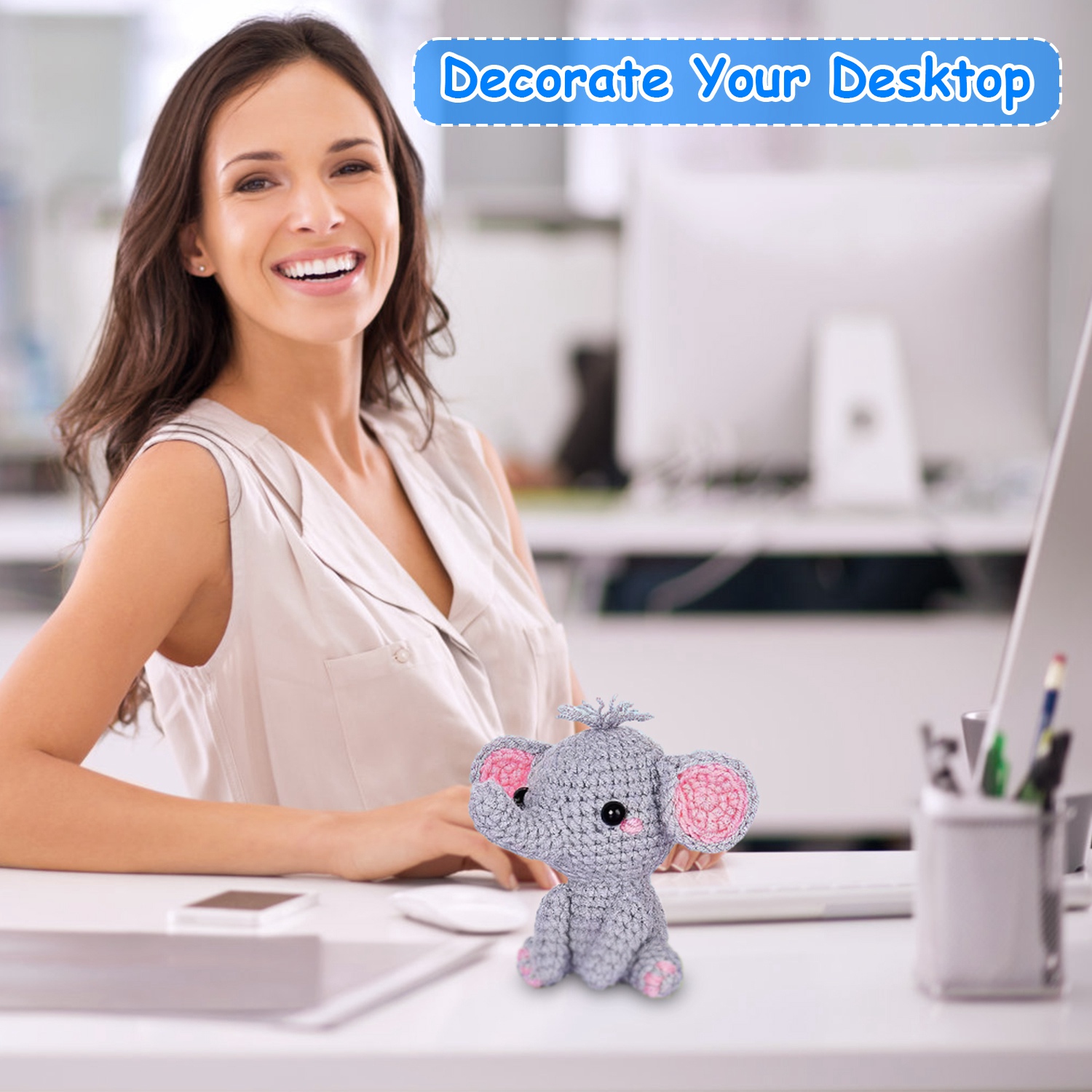 Crochet Kit Crochet Kit For Beginners DIY Knitting Supplies Elephant Succulents Options