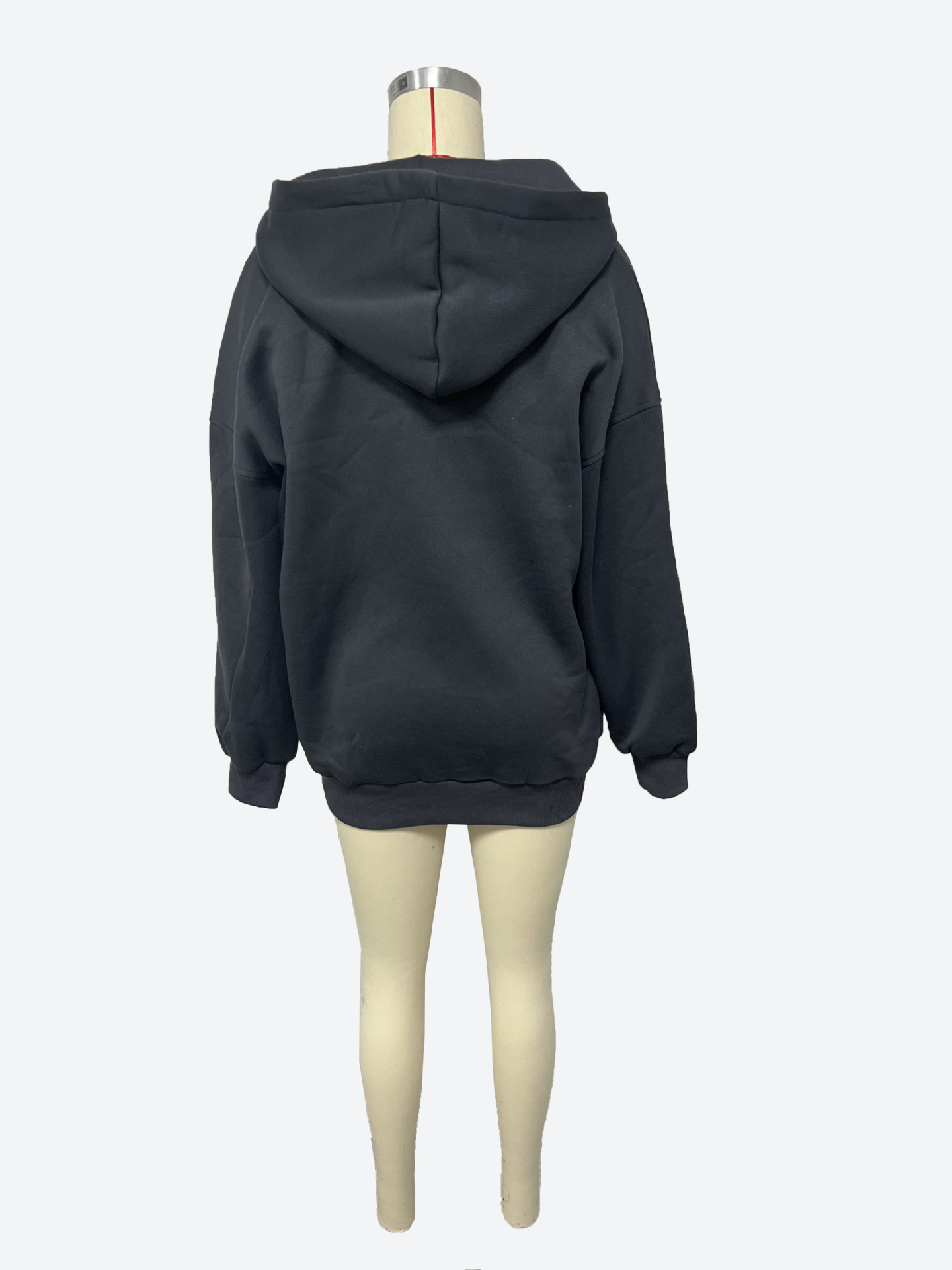 Title 5, Fleece-lined Hooded Printed Long-sleeved Basic ...