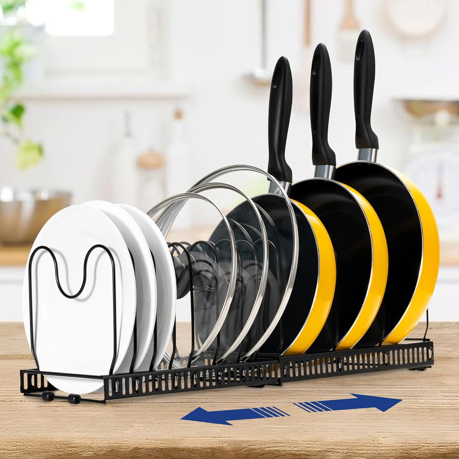 2 Pack Expandable Pot Lid Rack Organizer, Pans Organizer Rack, Pots And Pans Organizer Rack Cookware Set Organizer 5