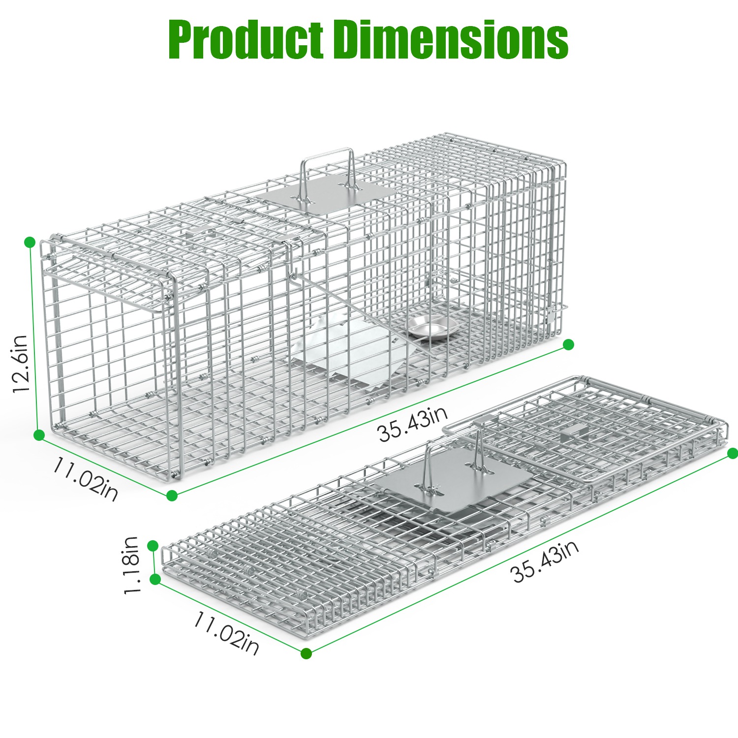 1Pc Humane Cat Trap Cage With Gloves Catch Release Live Animal Rodent Cage Collapsible Galvanized Wire For Raccoons Beavers Groundhogs Foxes Armadillos