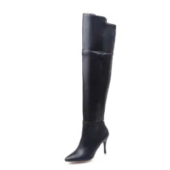 Zip Stiletto Ladies Over-the-knee Boots - Black - View 1
