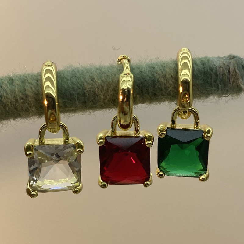 Women's Geometric Square Zircon Earrings