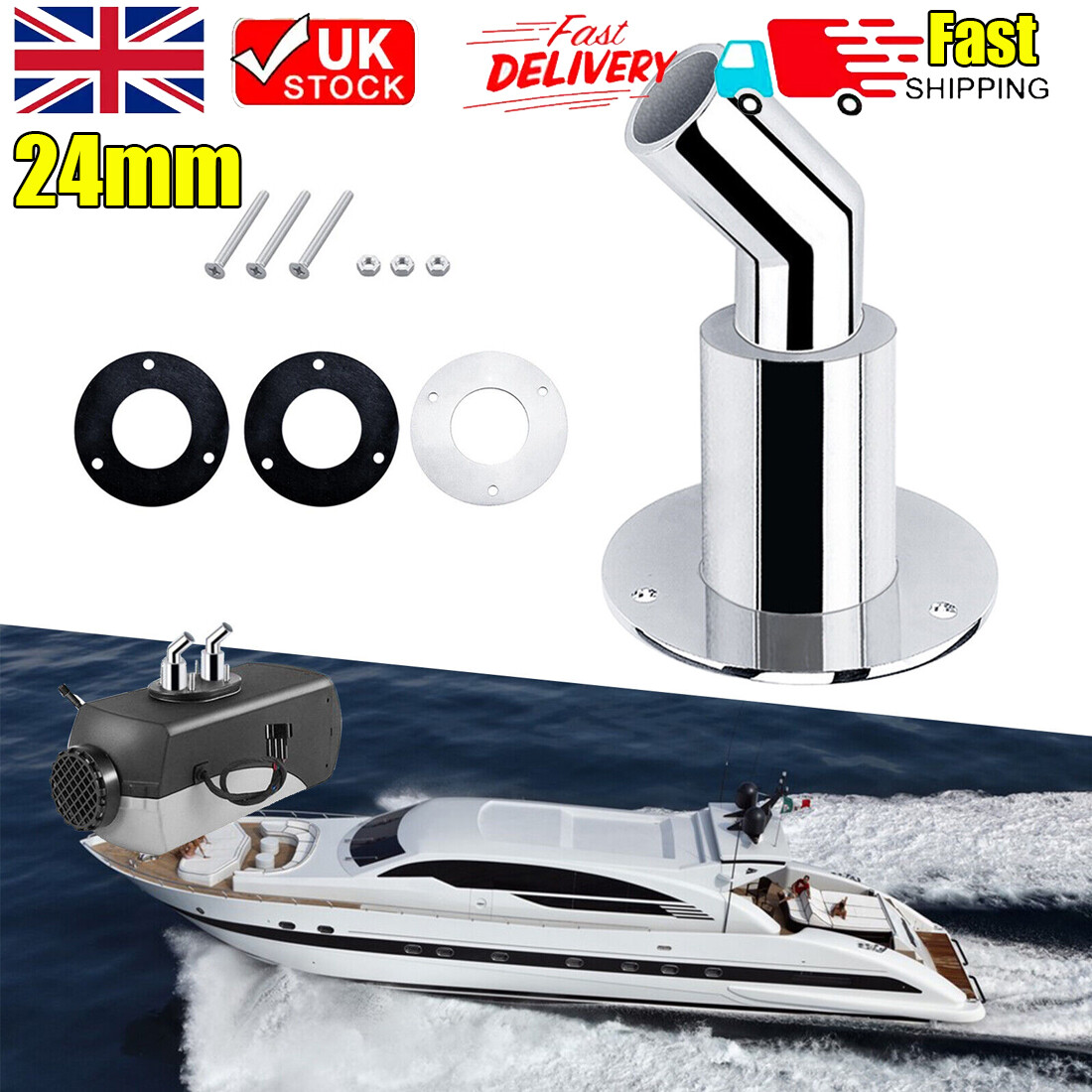 24mm Thru Hull Exhaust Skin Fitting-Tube Pipe Air-Diesel Heater For Boat Car — image 9
