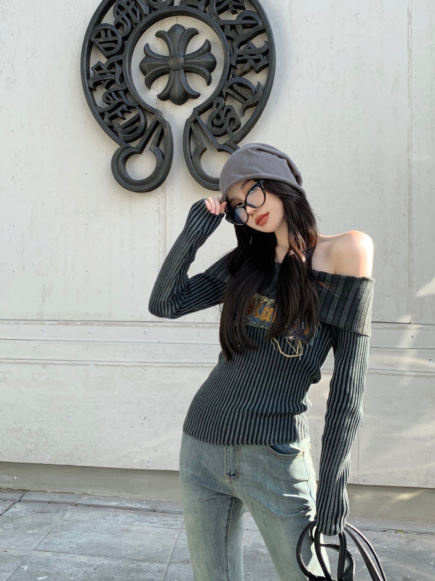 Women's Retro One Shoulder Hot Girl Knitwear