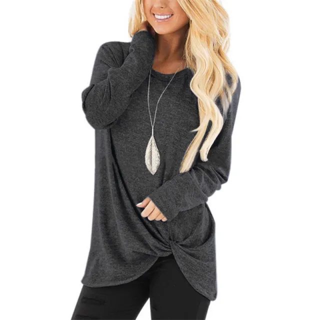 New Women's Clothing For Autumn And Winter Long sleeved Round Neck T shirt Twisted Sweater Top Dark Grey - Shop at LoveMi