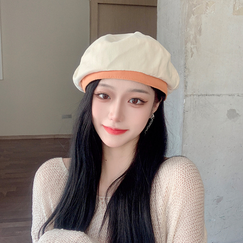 Color-block Temperament Beret Hat