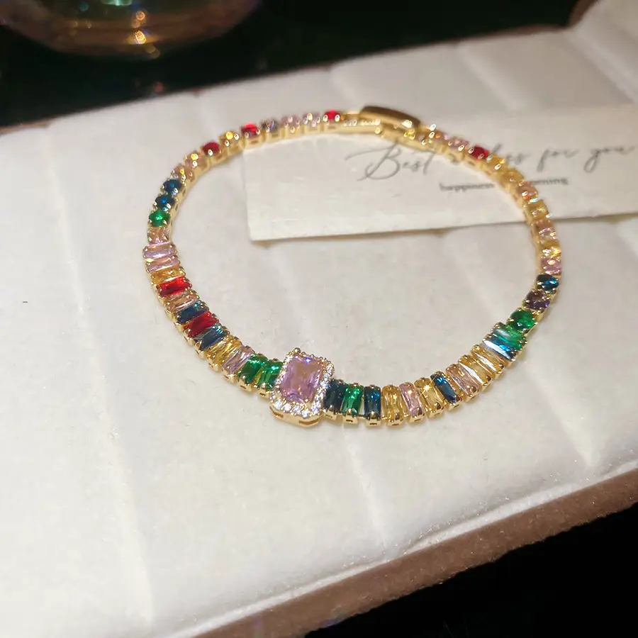 K-fashion Ins Diamond-shaped Cubic Zirconia Bracelet Minimalist Bangle Chic Versatile Fashion Jewelry