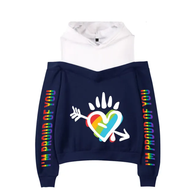 New Sexy Off the shoulder Hoodie For Women Navy - Shop at LoveMi
