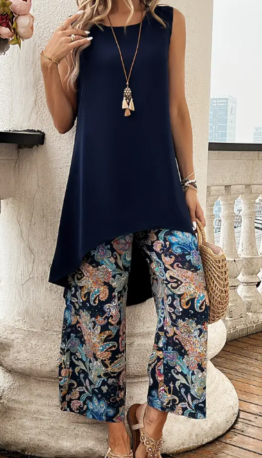 Spring And Summer Women's Clothing Floral Print Leisure Set