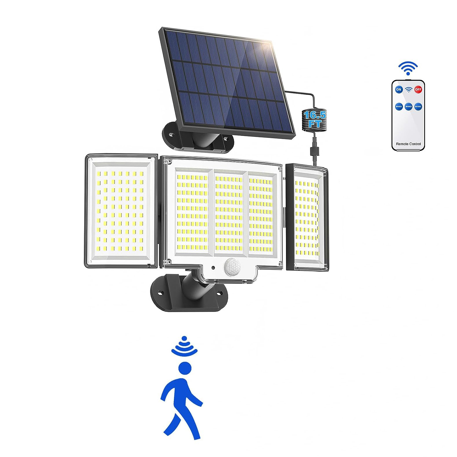 1,2 Pack Solar Lights Outdoor 348 LED Motion Sensor Lights With Remote Control