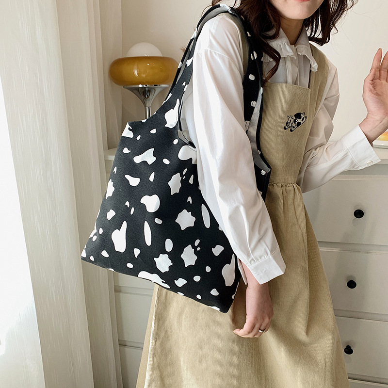 Cow Pattern Canvas Bag For Women's Spring New Crossbody