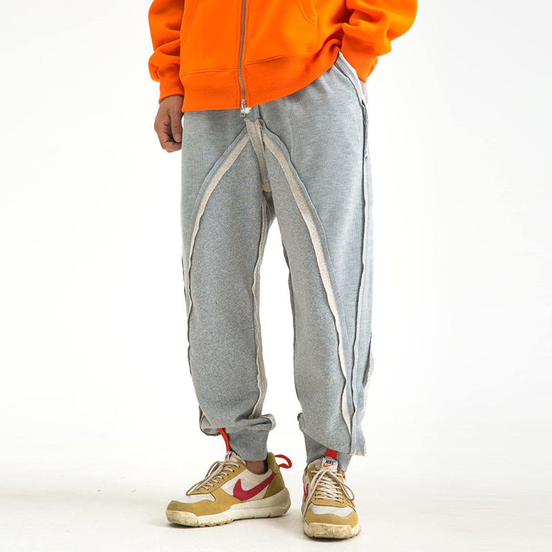 ForkPositive Wind Japanese Retro Design Positive And Negative Stitching Knitted Trousers