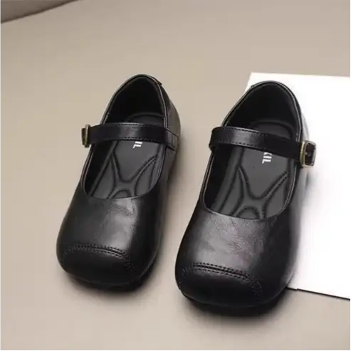 Children's Leather Shoes, Girls' Single Shoes, Baby Princess Shoes, Soft Soled, Black And Stylish For Little Girls