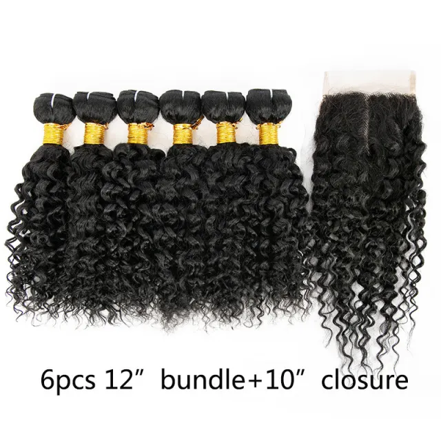 Wig Human Hair Mixed 7 piece Small Curly Curtain Hair Block Set 12Inch10Inch - Shop at LoveMi