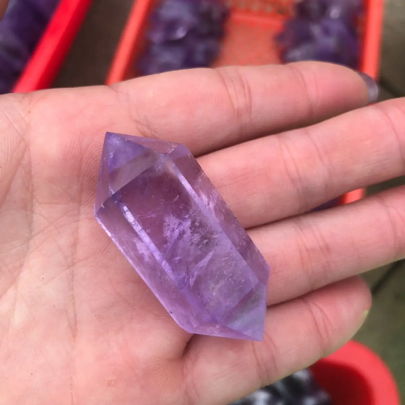 Natural Amethyst Double Pointed Column Ornaments