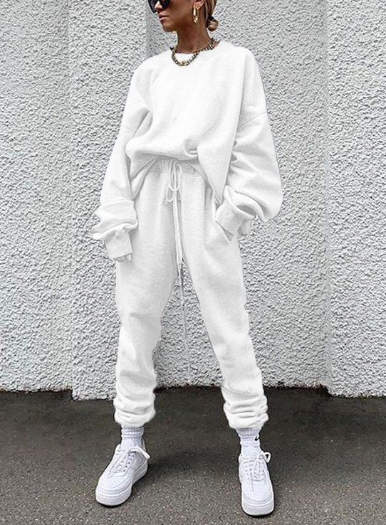 Solid Color Long-Sleeved Trousers Loose Casual Suit