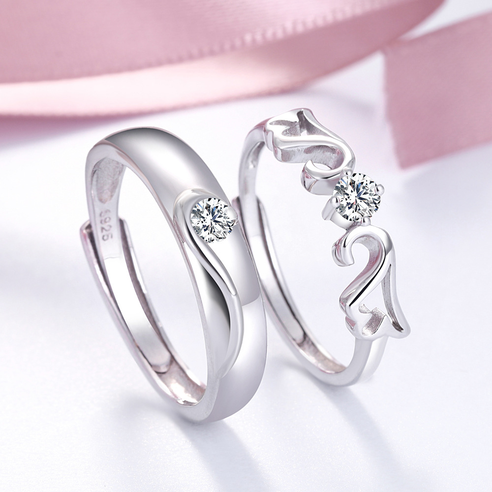 Simple Personality Sterling Silver Male And Female Couples Adjustable Size Ring