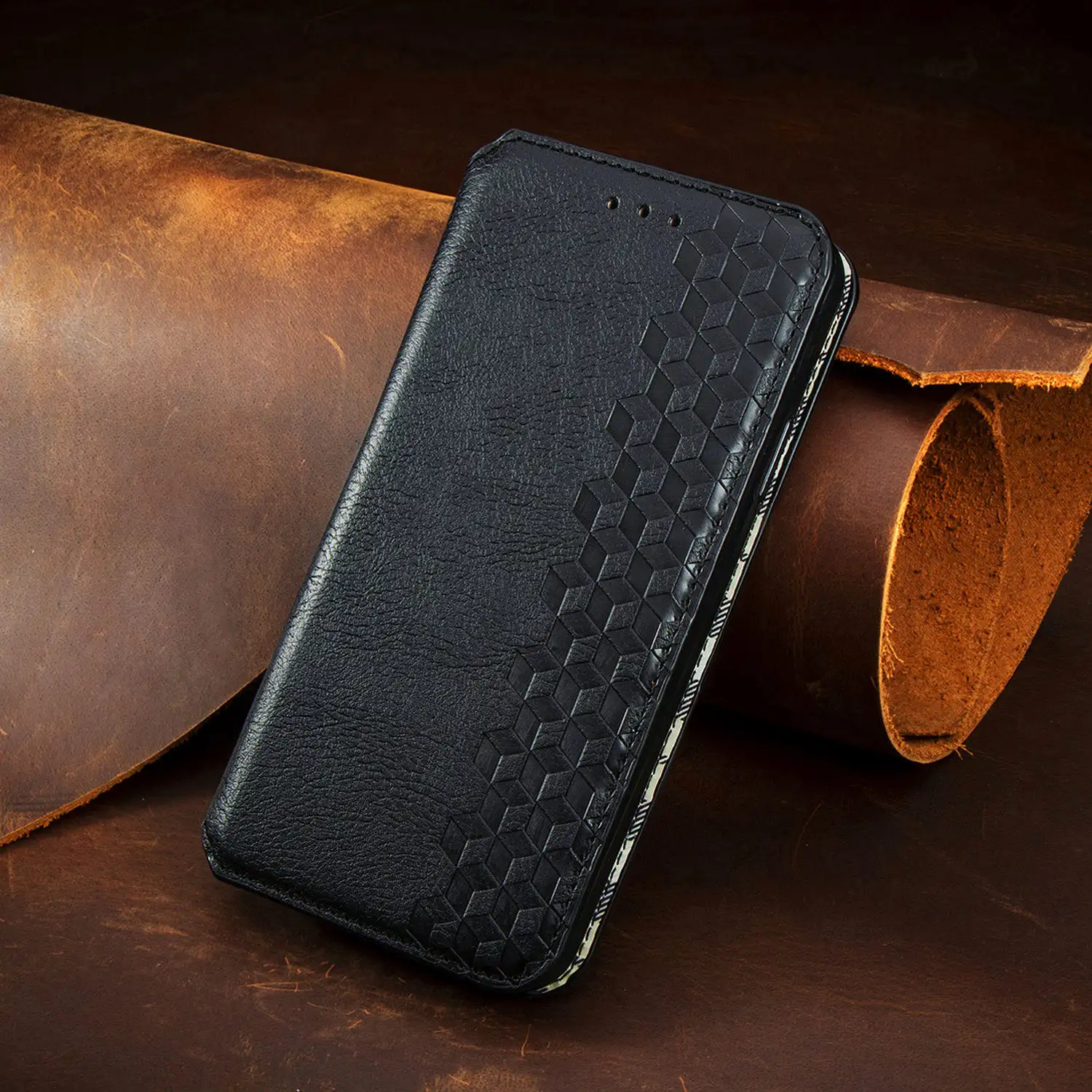 All-inclusive Card Solid Color Leather Phone Case