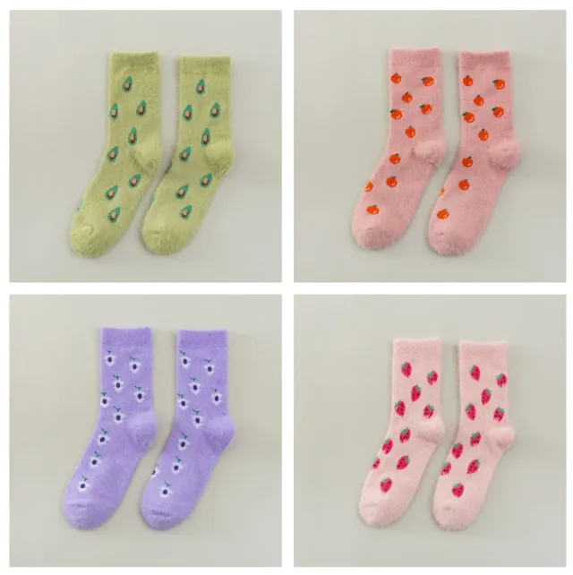 Women's Mid thigh Fruit Socks Plus Velvet Thickening Winter Warm 1Set - Shop at LoveMi