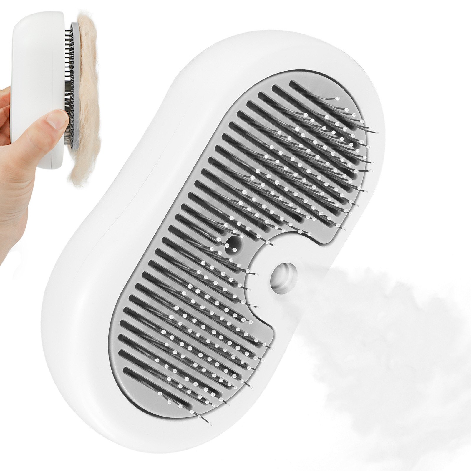 Cat Steam Brush For Grooming - Short & Long Haired, Self Cleaning Pet Shedding