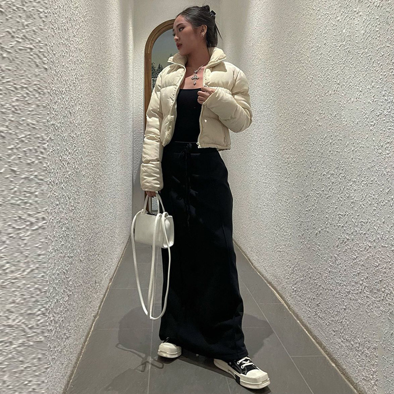 Elastic Waistband A-line Long Knitted Skirt