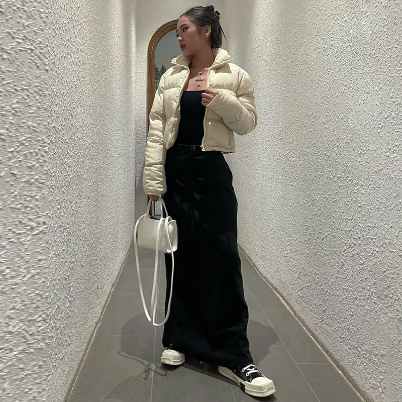 Elastic Waistband A-line Long Knitted Skirt