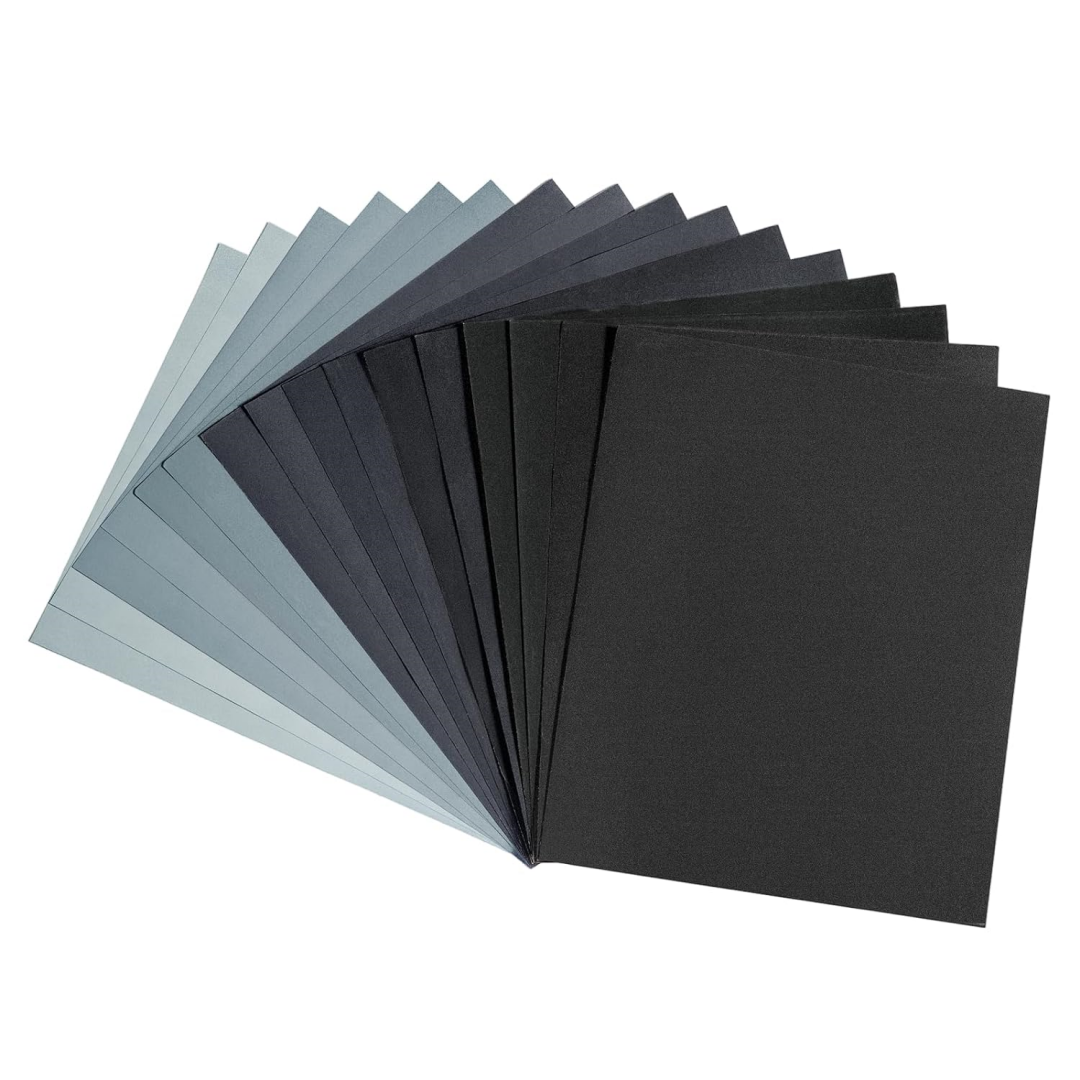16 Pieces Fine Sandpaper 5000 4000 3000 2000 1500 1200 1000 800 Waterproof And Dry Abrasive Paper, 23 X 28 Cm Sanding Paper For Furniture, Metal, Stone