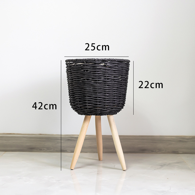 Title 2, Flower Basket Rattan Simple Balcony Flower Stan...