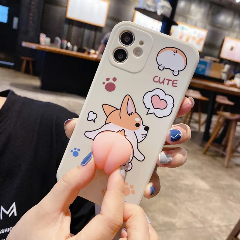 Personalized Straight Side Silicone Cartoon Pinch Phone Case