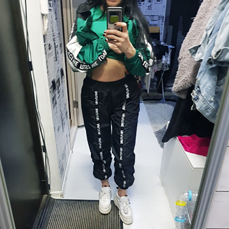 Fashion Women's Webbing Stitching Letters Casual Pants