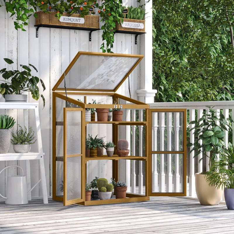 Outsunny Wooden Cold Frame Greenhouse Small Mini Planter Box