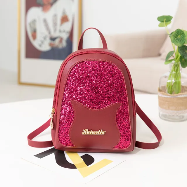 Female Bag Fashion All Match Sequined Ladies Mini Backpack Mobile Phone Coin Purse Red - Shop at LoveMi