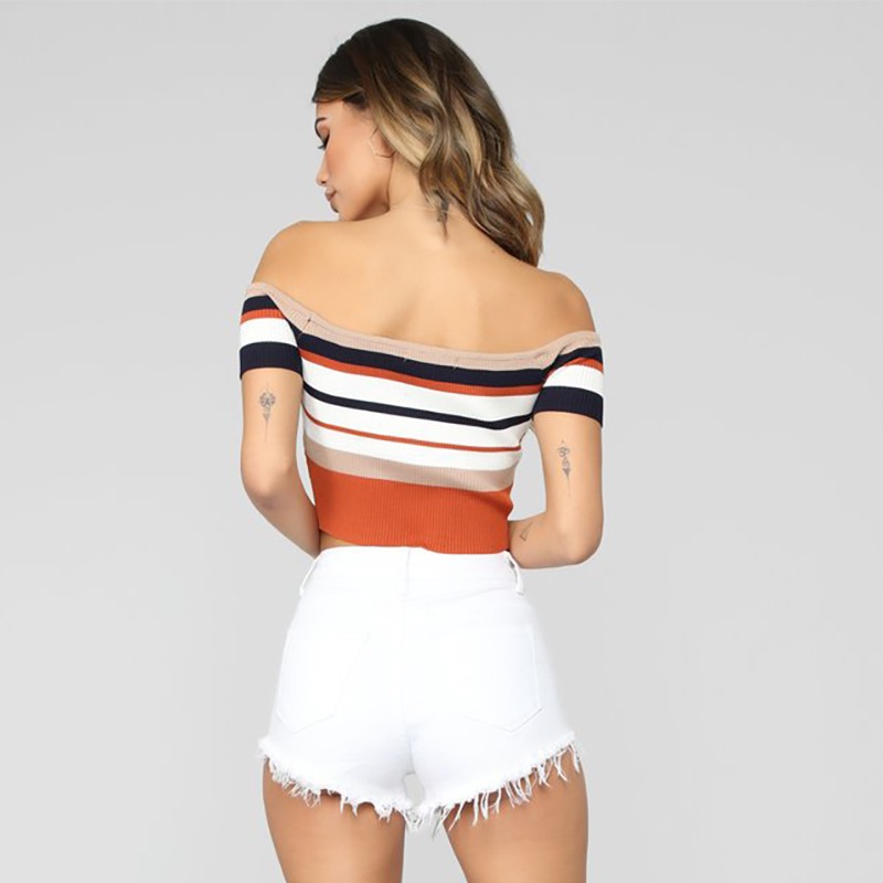 Explosion Style Striped Lace T-Shirt Women'S Top