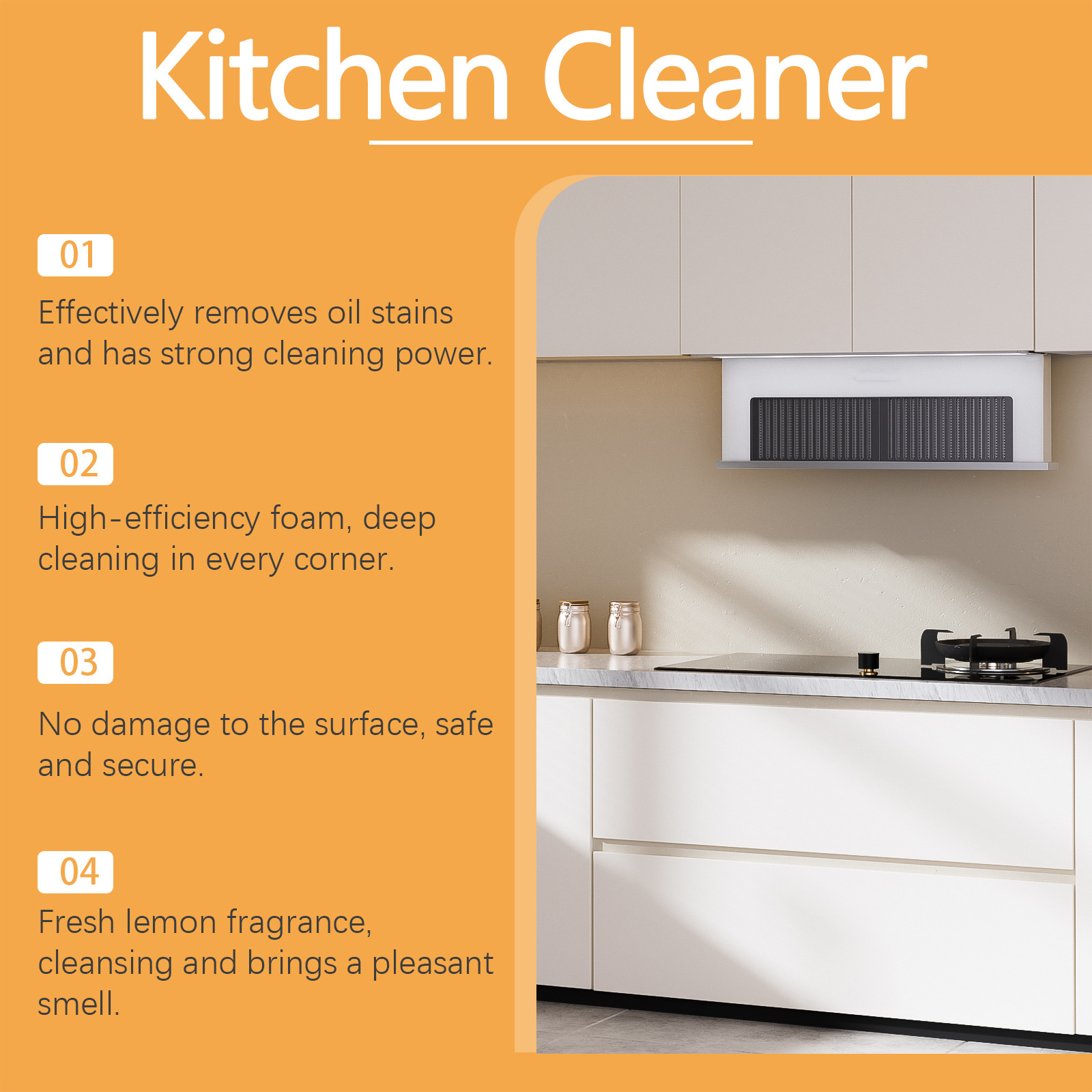 Jue-Fish Kitchen Foam Cleaner, Household Kitchen Range Hood Heavy Oil Stain Cleaner Foam Cleaner, Degreaser 2