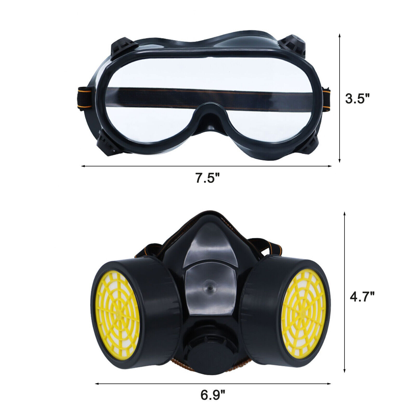 Chemical Dustproof Respirator Gas Face Mask Safety Filter Military Eye Goggle Dual Protection Filter 3