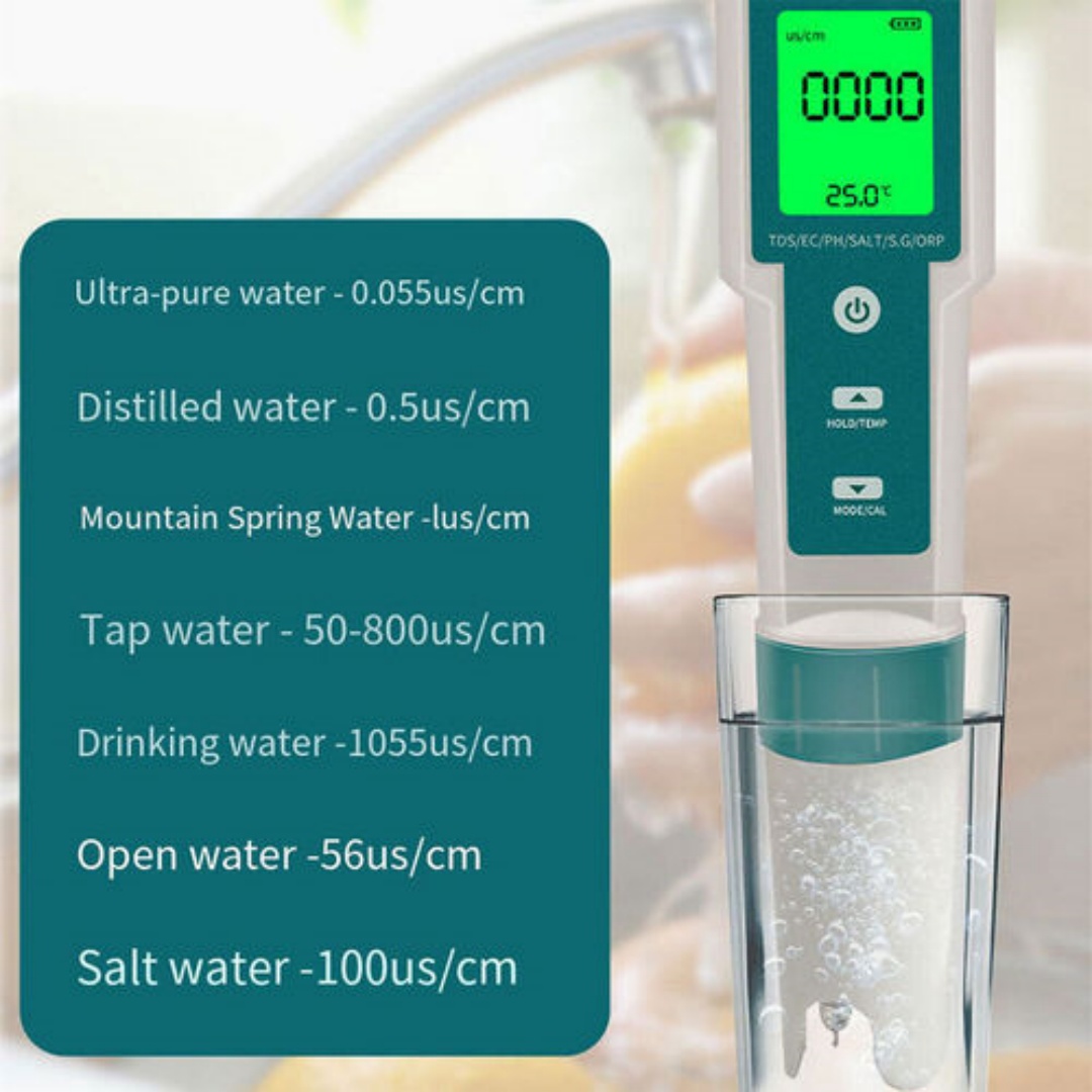 7 en 1 PH mètre TDS EC température salée moniteur de qualité de l'eau testeur stylo – Image 7