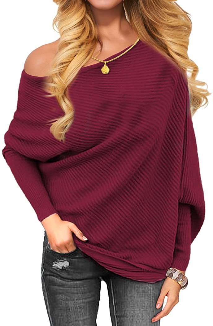 Title 7, Damen Winter Pullover mit sexy One-Line-Ausschn...