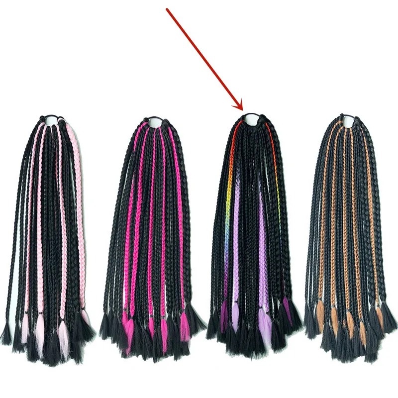 Female Braided Hair African Braids Hip Hop Colorful Wig - Black Colorful