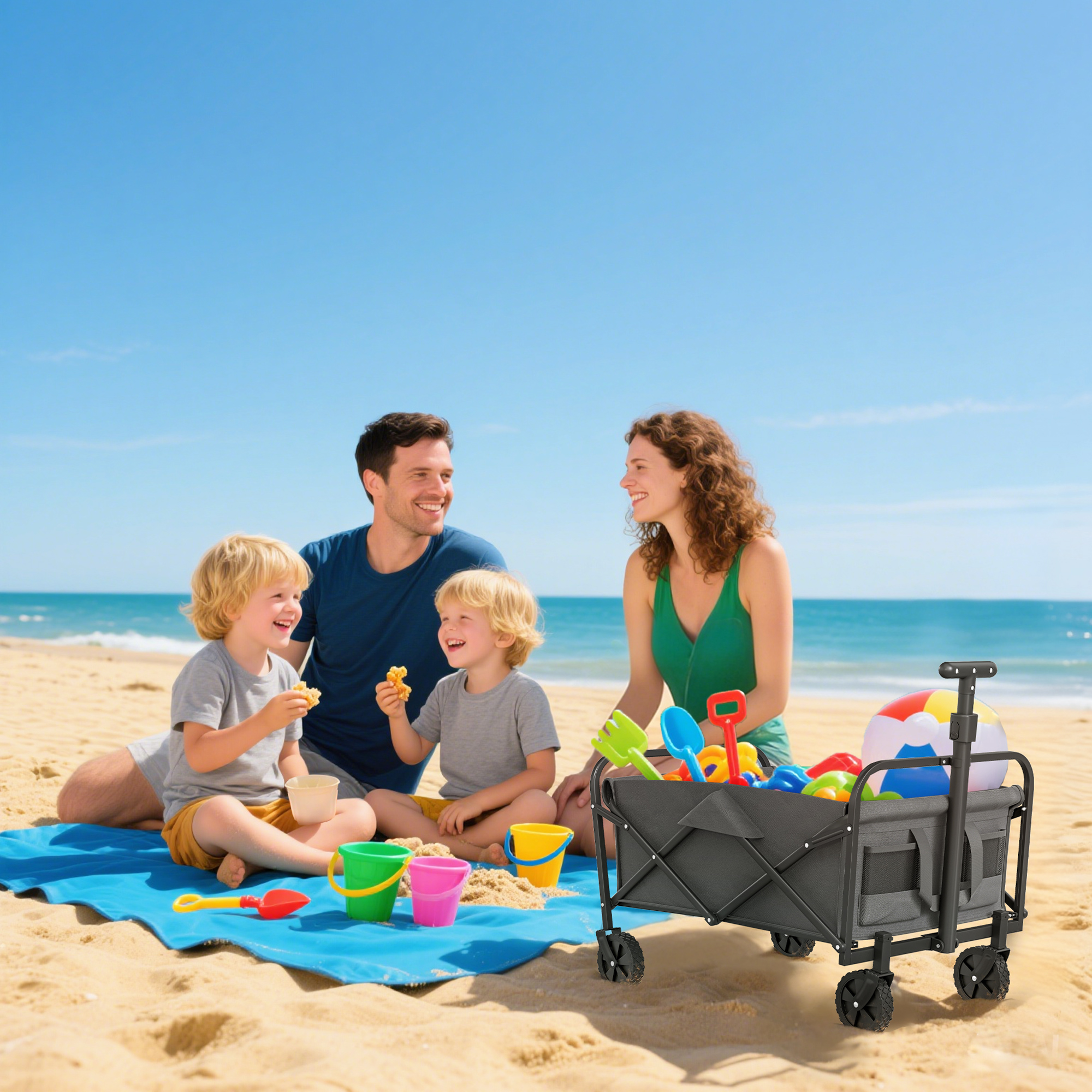 62L Festival Handcart With Wheels, Garden Folding 120kg Heavy Duty Foldable — image 8