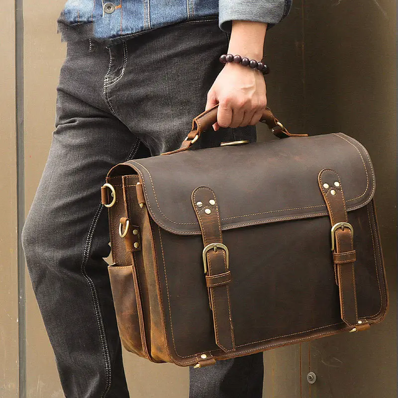 Genuine Leather Men's Bag Crazy Horse Retro One-shoulder Messenger