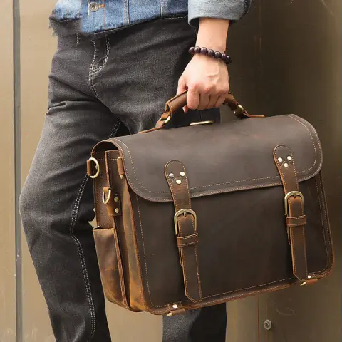 Genuine Leather Men's Bag Crazy Horse Retro One-shoulder Messenger
