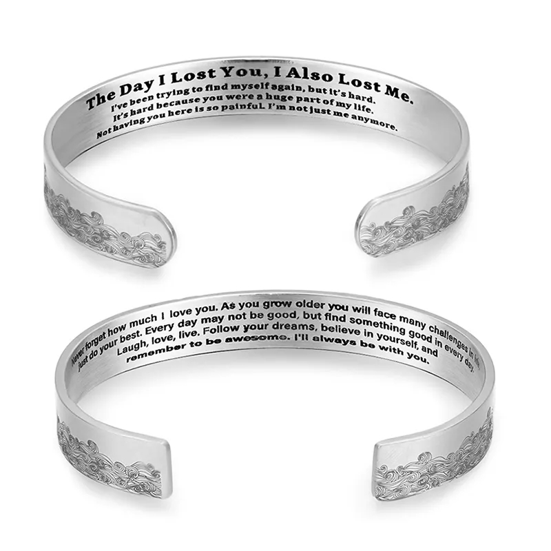 Title 1, Engraved Inspiration Message Waves Cuff Bangle ...