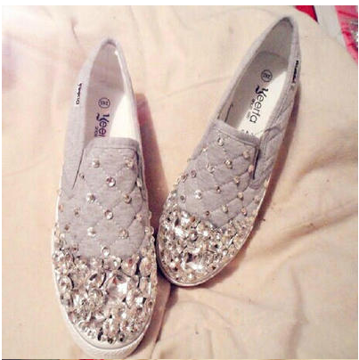 Big Jewel Slip-on Canvas Shoes Sweet Fan Lazy Shoes