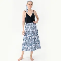 Cotton Family Fashion Print Long Skirt Parent-child Suit - Photo Colour-Women L - View 1