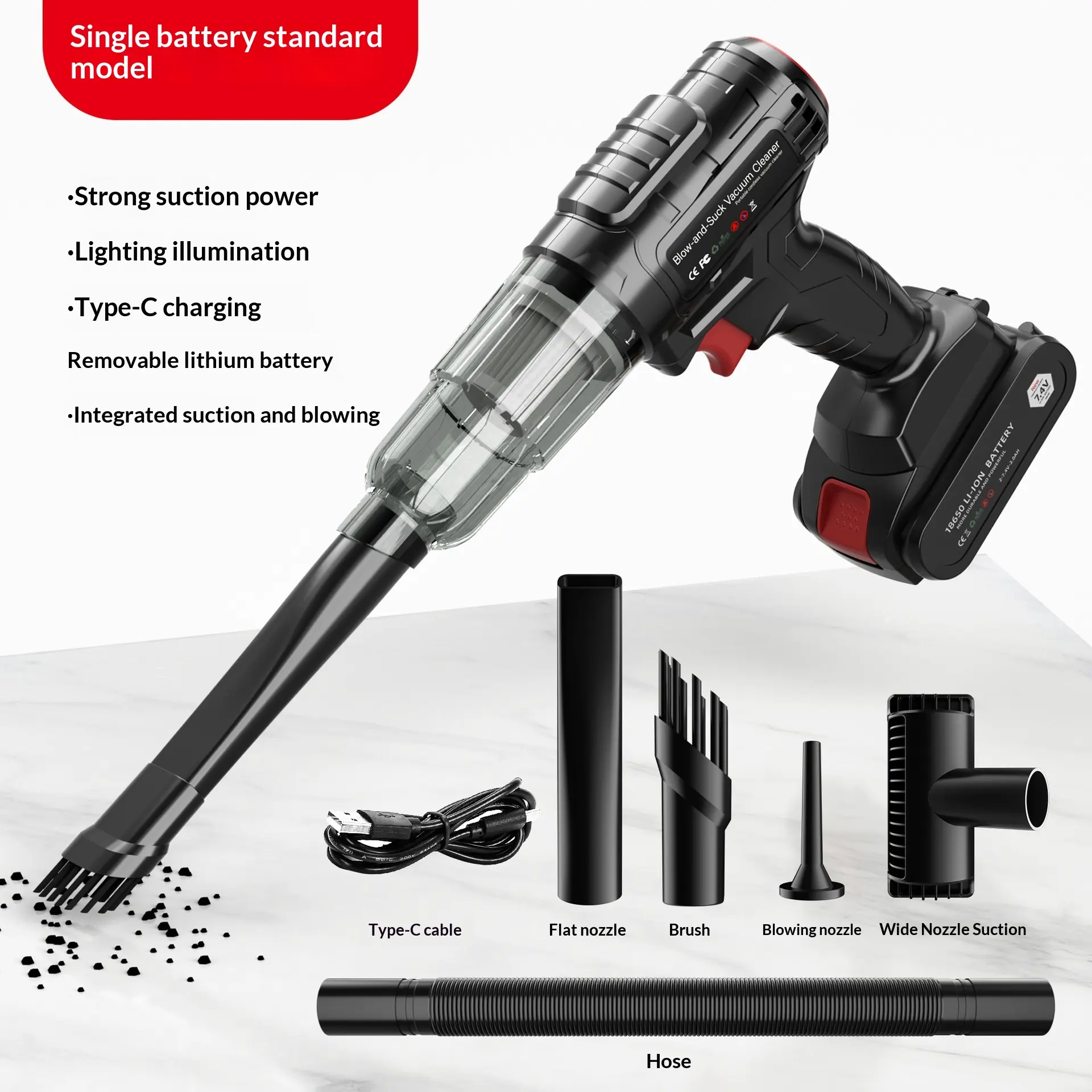 Cordless Lithium Handheld Car Vacuum Cleaner, Detachable